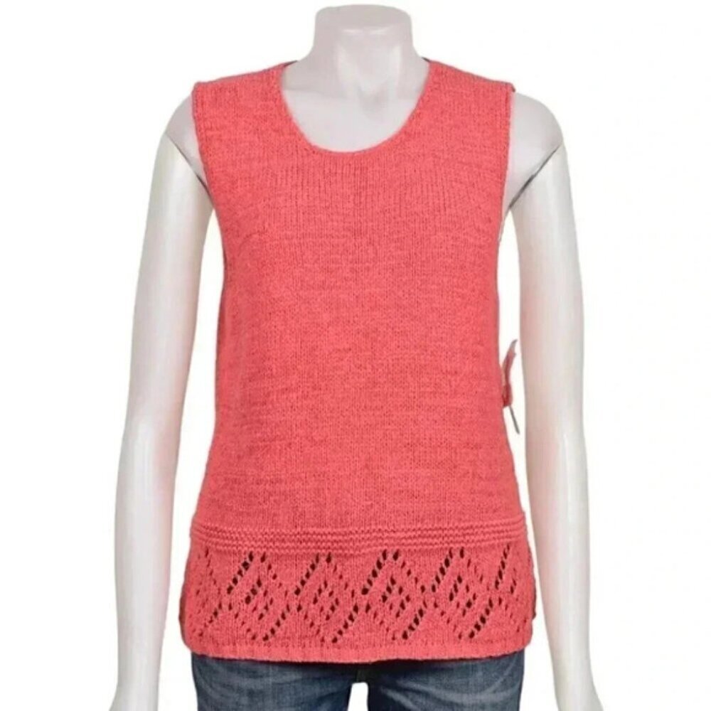 NWT Deane & White Coral Knit Sleeveless Sweater Tank Top Size XL